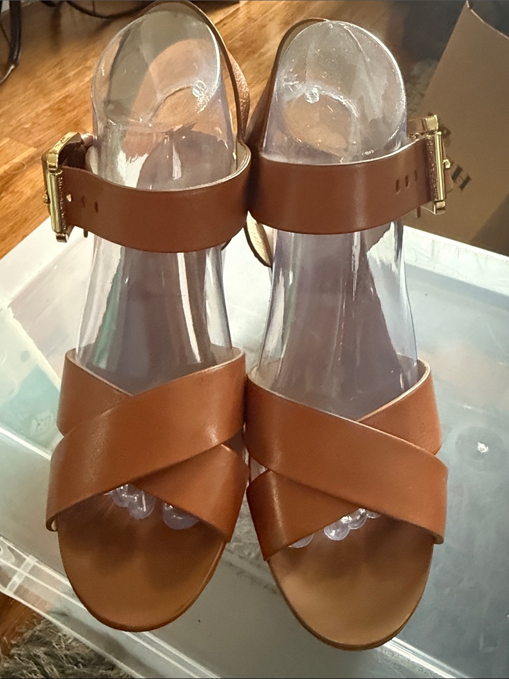 Michael Kors Tan Crisscross Ankle-Strap Sandals